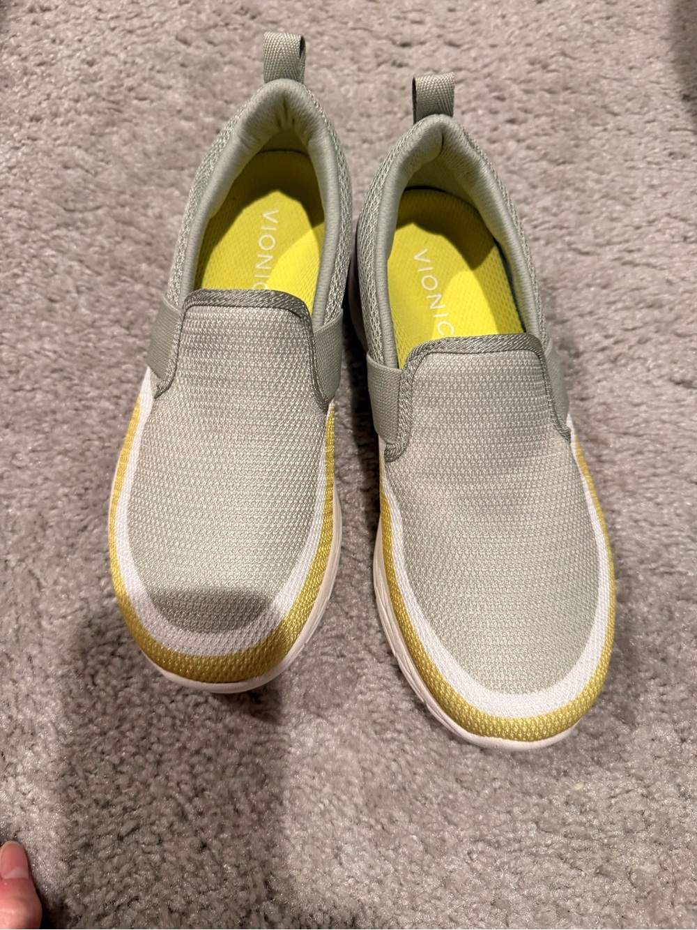 Vionic Slip-On Athletic Shoes - Light Gray with Yellow